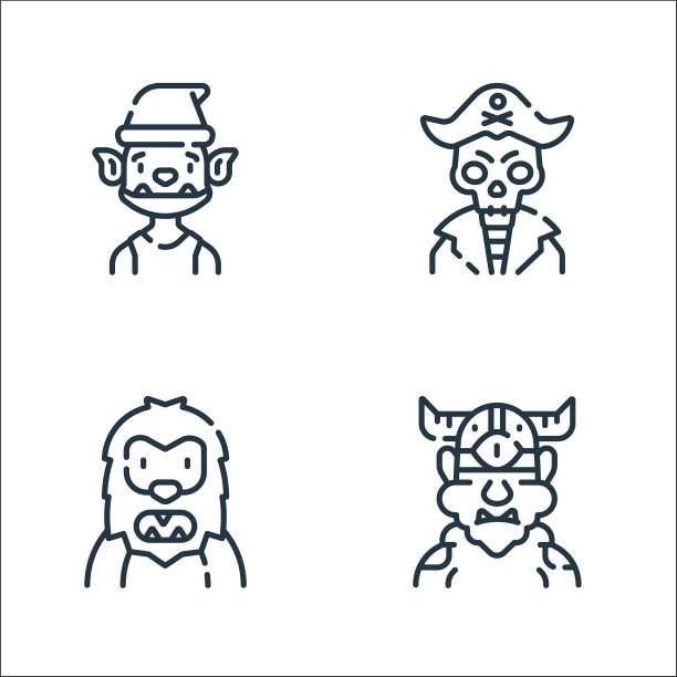 神奇的人物线条图标线性集合图片下载