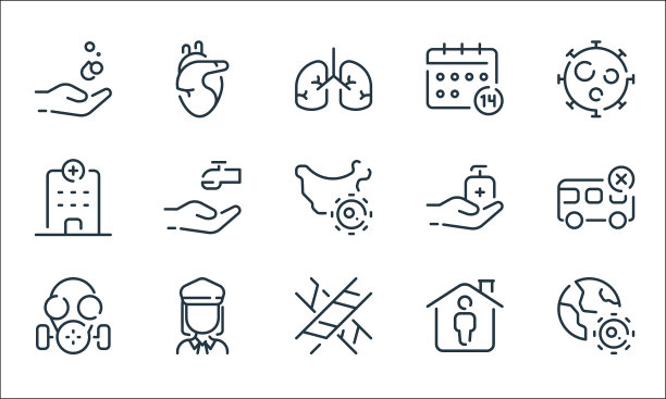 冠状病毒线图标线性集质量线图片下载