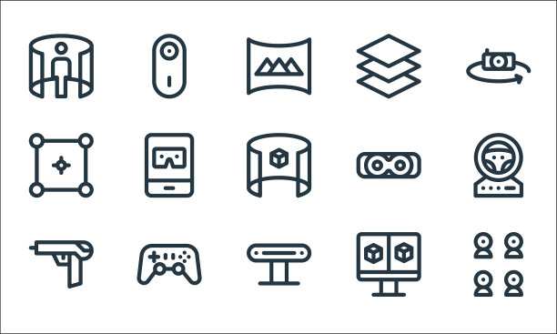 虚拟现实线图标线性设置质量图片下载