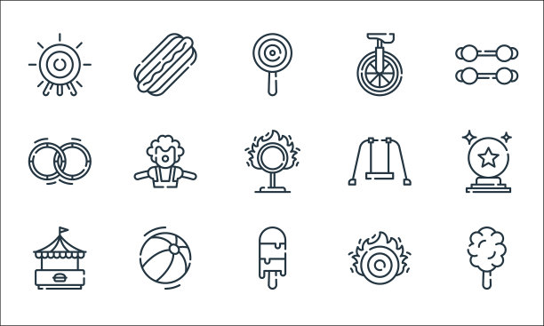 马戏团线图标线性集质量线集图片下载