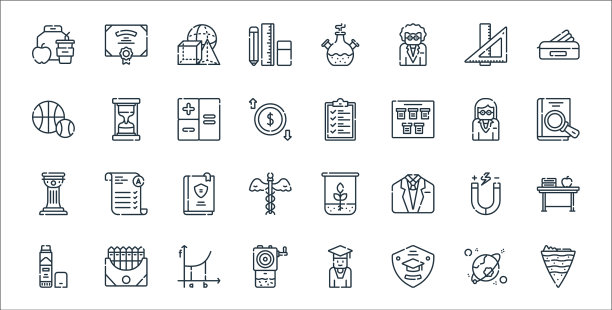 学院线图标线性集质量线集图片下载