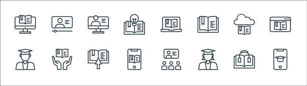 在线学习线图标线性集质量图片下载