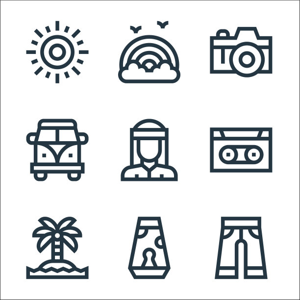 嬉皮士线图标线性集质量线集图片下载