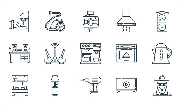 家电系列图标线性集品质图片下载