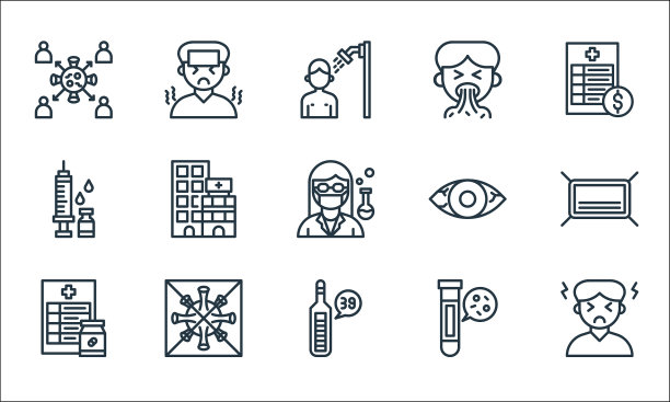 冠状病毒线图标线性集质量线图片下载