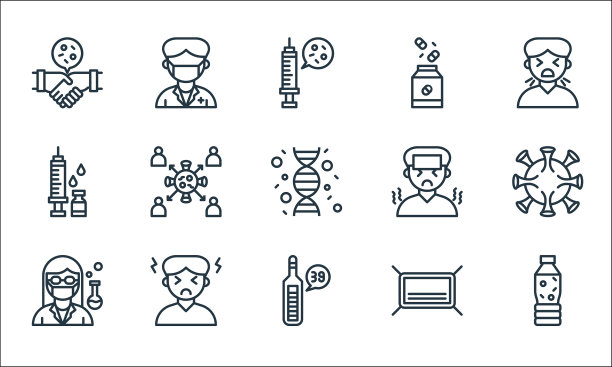 冠状病毒线图标线性集质量线图片下载
