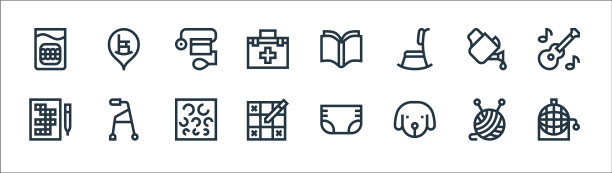 退休家居线图标线性设置质量图片下载