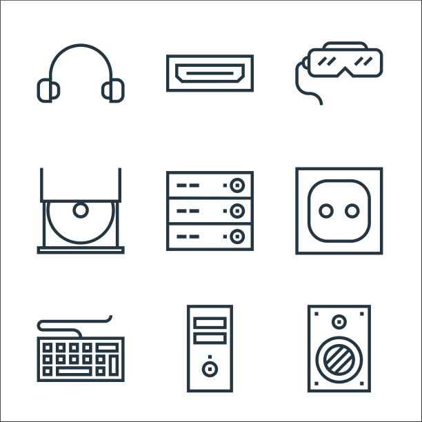 硬件线图标线性集质量线集图片下载