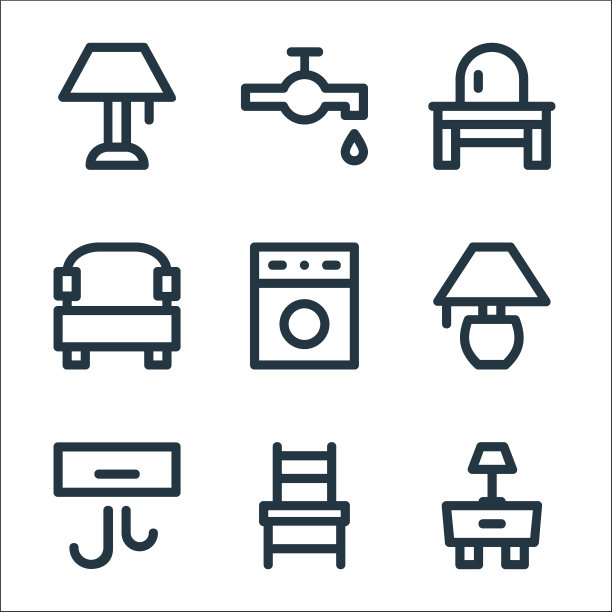 家居家具线条图标线性集品质线图片下载