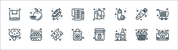 杂货线图标线性集质量线集图片下载