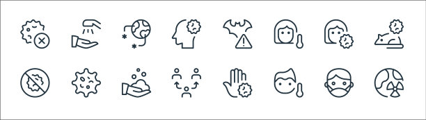 冠状病毒线图标线性集质量线图片下载