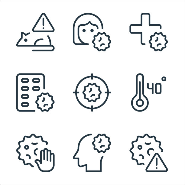 冠状病毒线图标线性集质量线图片下载