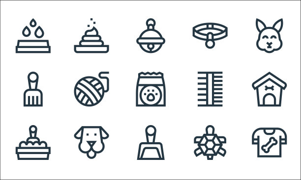 宠物店线图标线性设置质量线设置图片下载