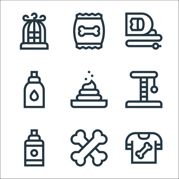 宠物店线图标线性设置质量线设置图片下载