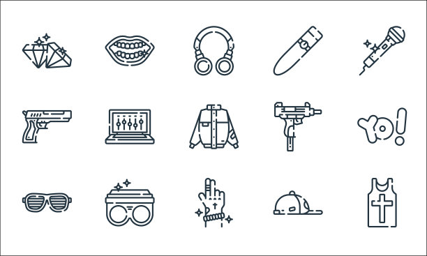 嘻哈线图标线性集质量线集图片下载