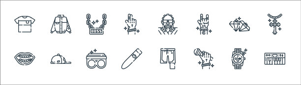 嘻哈线图标线性集质量线集图片下载