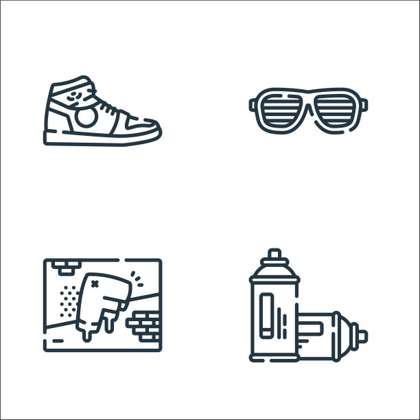 嘻哈线图标线性集质量线集图片下载