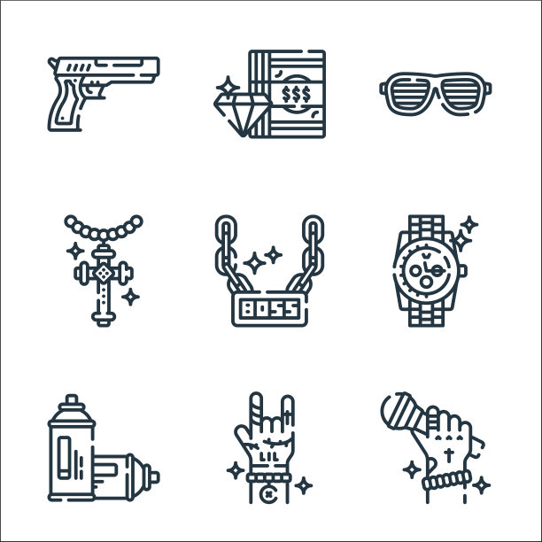 嘻哈线图标线性集质量线集图片下载