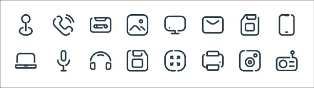 多媒体线图标线性集质量线集图片下载