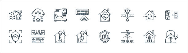 智能家居线图标线性集质量线集图片下载