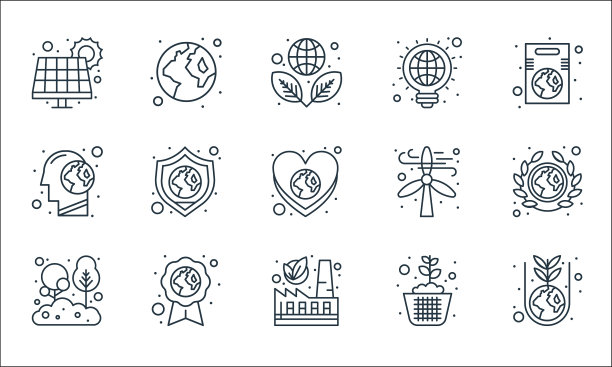 地球日线图标线性集质量线集图片下载