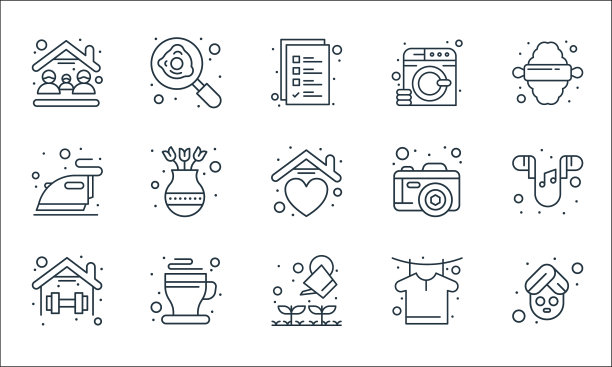 呆在家里线图标线性设置质量线图片下载