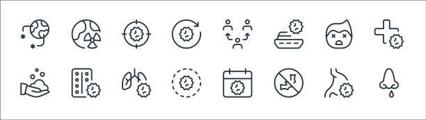 冠状病毒线图标线性集质量线图片下载