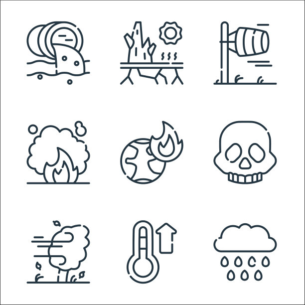 气候变化线图标线性设置质量线图片下载