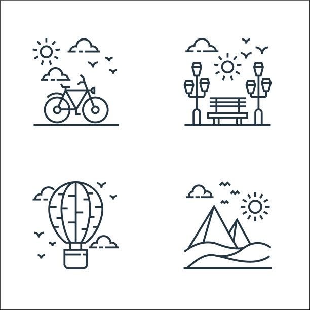 自然和景观线图标线性集合图片下载