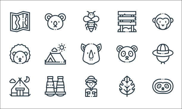 丛林线图标线性集质量线集图片下载