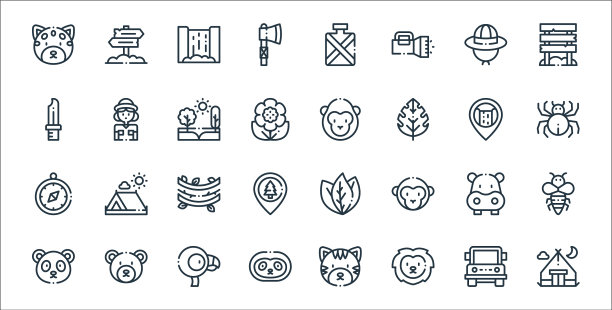 丛林线图标线性集质量线集图片下载