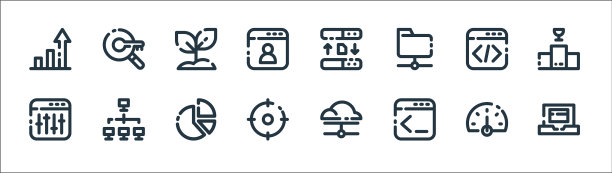 Seo营销线图标线性集品质线图片下载