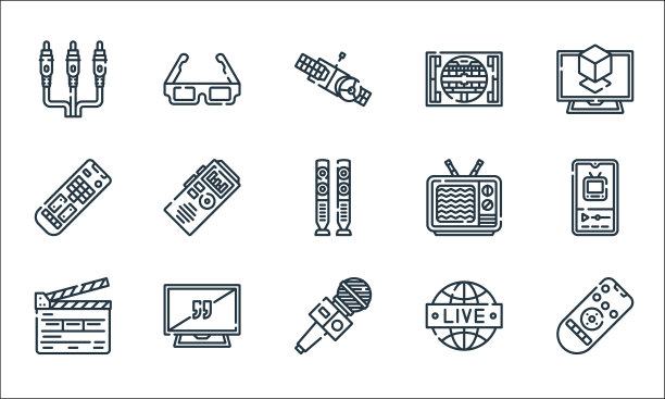 电视线图标线性集质量线集图片下载