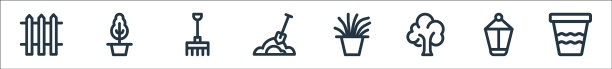 园林绿化设备线图标线性设置图片下载