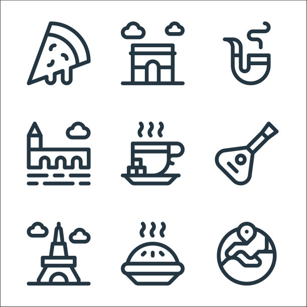 欧洲线图标线性集质量线集图片下载