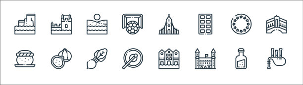 欧洲线图标线性集质量线集图片下载