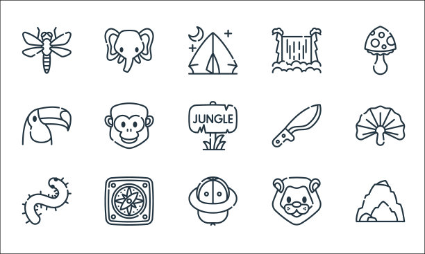 丛林线图标线性集质量线集图片下载