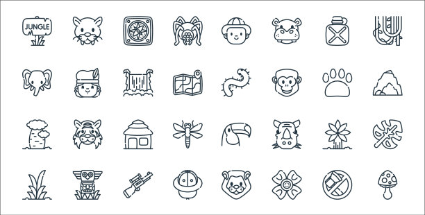 丛林线图标线性集质量线集图片下载