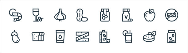 营养线图标线性集质量线集图片下载