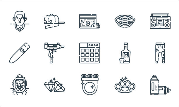 嘻哈线图标线性集质量线集图片下载