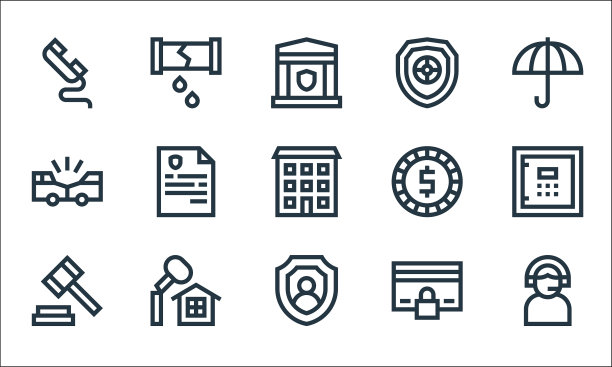 保险线图标线性集质量线集图片下载