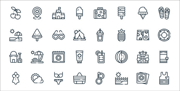 夏季线图标线性集质量线集图片下载