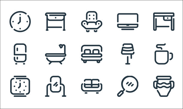 家具线图标线性集质量线集图片下载