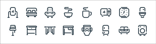 家具线图标线性集质量线集图片下载