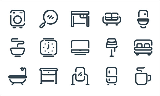 家具线图标线性集质量线集图片下载