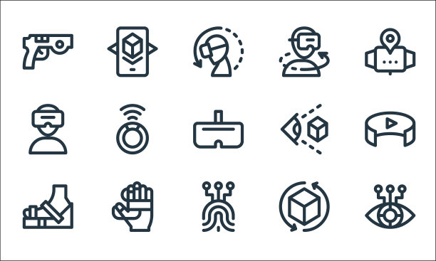 虚拟现实线图标线性设置质量图片下载