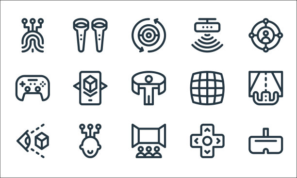 虚拟现实线图标线性设置质量图片下载