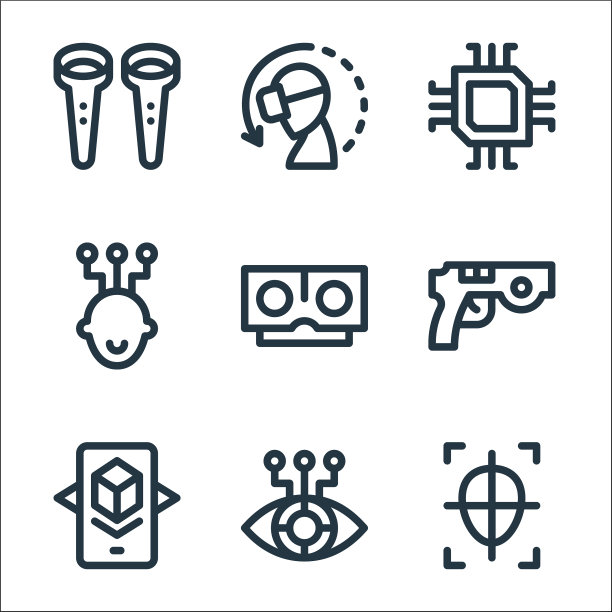 虚拟现实线图标线性设置质量图片下载