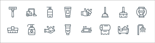 卫生线图标线性集质量线集图片下载