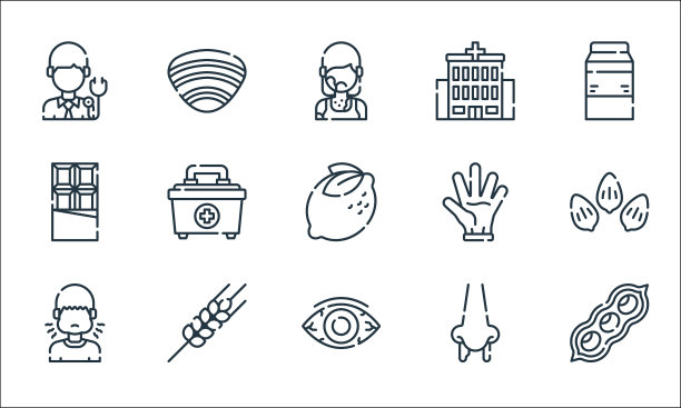 过敏线图标线性集质量线集图片下载